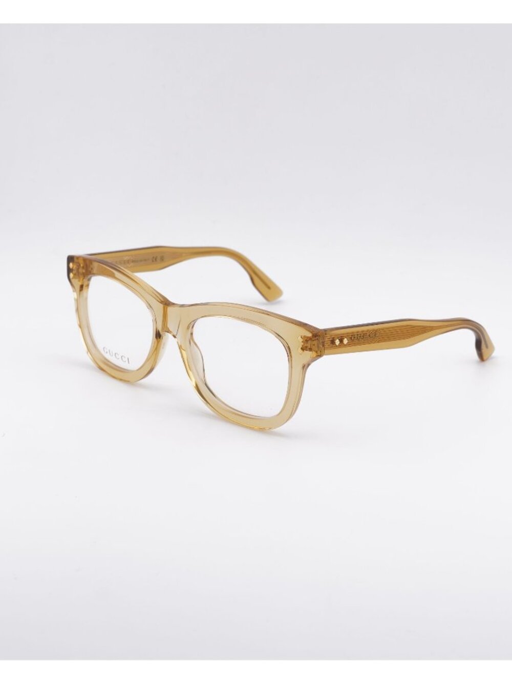 Gucci GG1086O 006 Eyeglasses Transparent Yellow 53mm Square Frame